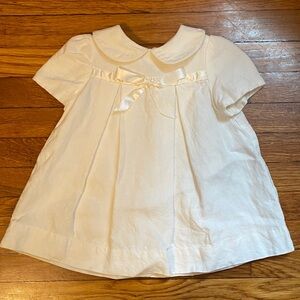 Vintage linen baby dress with Peter Pan collar